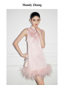 Pink Luxury Bow Design Sleeveless Dress
