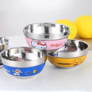 Bộ Chén Ăn Chống Nóng - Giữ Nhiệt Hoạt Hình An Toàn Cho Bé