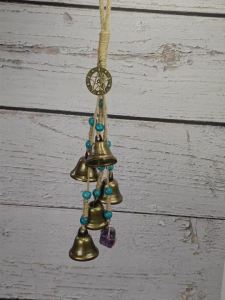 other | Crystal Witch Bells Vintage Metal Wind Chime for Protection Positive Energy Cleansing Chime with Clear Quartz Amethyst Obsidian