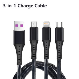 3A 3-in-1 Charging Cable Mini USB Type-C Fast Charger Multi Usb Port Charging Cord For iPhone Huawei Samsung Charger Wire