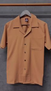 เสื้อฮาวาย Cocoshell พร้อมส่งจากไทย สีพื้น แมทซ์ได้ทุกลุค B002 แม่นยำเสื้อเชิร์ตแขนสั้น สีโอวัลติน