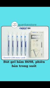 Bút gel bấm 8698 phiên bản trong suốt Chosch CS-G208 xanh đỏ đen( bán lẻ cây).