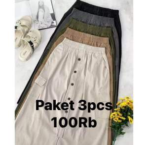 Paket 3Pcs - Rok Cargo Skirt Wanita Celana Kargo Wanita Korean Style Bahan Twill Premium