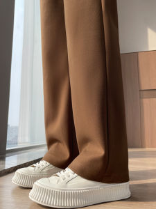 กางเกงสูทผู้หญิงทรงหลวมเอวสูง ทรงหลวม ทรงหลวม ทรงตรง ทรงหลวม กางเกงขายาวทรงหลวมฤดูใบไม้ร่วง/ฤดูหนาว 2024