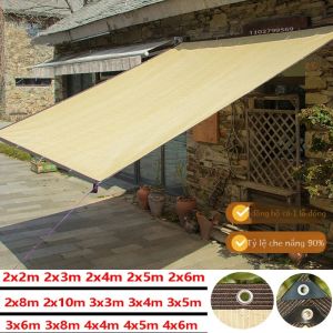 Vải Che Nắng HDPE Màu Be Dùng Ngoài Trời Sân Vườn Ban Công Cắm Trại Lưới Che Nắng Chống Tia UV Bền Dạng Lưới Che Nắng