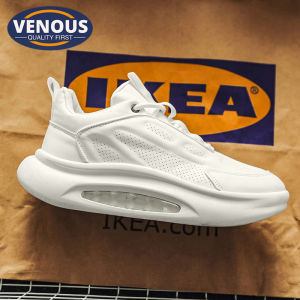 【Venous】2024 New White Korean Shoes for Men on Sale Original Rubber Mens Sneakers Chunky Fashion Mens Shoes Air Sole Sneakers for Men Increase Height 5CM Sports Sapatos for Men High Quality