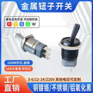 Metal Lever Arm Switch Self Locking with Light 2 Gear Single Color Dual Color 10A High Current Dial Type Rocker