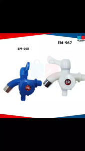 EM-967 (white) and EM-968 (blue) HIGH thickness Platic PVC Spigot Faucet with hose Connector Gripo