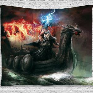 VIKAMA Giả Tưởng Rồng Lửa Tấm Thảm Polyester Gothic Treo Tường Cho Phòng Ngủ Phòng Ký Túc Xá Trang Trí Nhà Thoáng Mát Tặng Chống Nước Tác Phẩm Nghệ Thuật