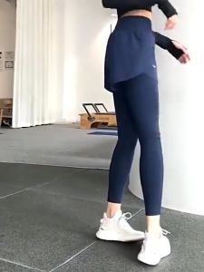 MATOUGUI - Celana Olahraga 2in1 Yoga Legging + Inner Celana Lari Gym Fitness Sepedaan Legging Celana