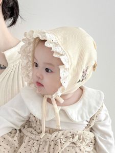 Princess Style Baby Girl Hat Spring Autumn Outdoors Sunshade Cap Cotton Material round Top Court Hat for Newborn Infants