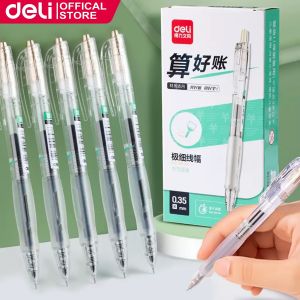 Deli 0.35mm Press ballpen Quick-drying Financial Gel Pen Full Needle Tube EG130-BK 1Pc