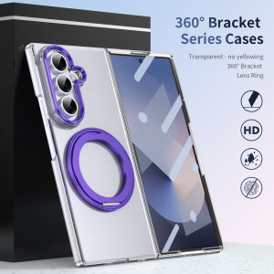 szhaiyu | For Samsung Galaxy Z Fold 8 Ultra Fold 8 7 6 5 4 HD Clear 360° Swivel Bracket Ring Tempered Glass Film Wireless Charge Case