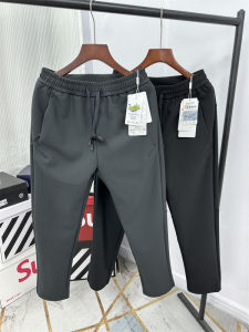 กางเกงกีฬาทรงตรงเอวยางยืดสำหรับผู้ชาย กางเกงขายาวทรงตรง 3 มิติ กางเกงขายาวลำลอง ทรงสามเหลี่ยม กันน้ำ กันลม กันฝุ่น ฤดูใบไม้ร่วง/ฤดูหนาว