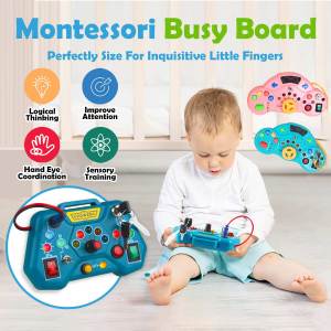 Montessori Busy Board Toys for Toddlers Gifts for 3 Year Old Baby Boys Girls Educational Learning Toys Toddler Travel Toys