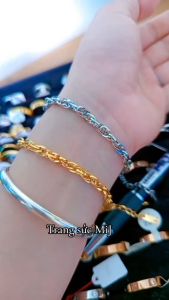 Lắc Tay Titan Dây Xích Xoắn Cao Cấp – Không Đen Gỉ 2 Màu Vàng Bạc Sang Trọng