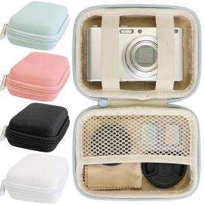 CCD Camera Storage Bag / Portable Mini Hard Shell Digital Camera Case / Waterproof PU Protection Case with Mesh Pocket / Earphone Charger Data Cable Organizer Bag