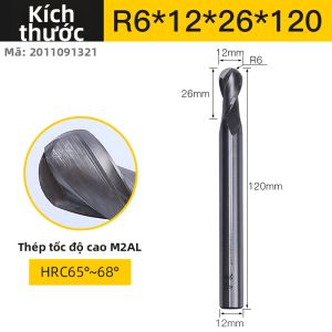 HUHAO | Mũi Phay Cầu CNC 2 Lưỡi Cắt