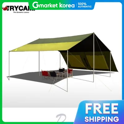 Tấm tăng dã ngoại Tri-Camp A màu đen sáng cỡ L loại có khóa kéo kèm cọc nhôm.