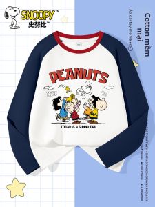 Snoopy | Áo thun Raglan dài tay cotton mỏng cho bé trai