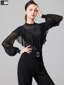 Áo Tập Khiêu Vũ Latin Cho Nữ Mùa Xuân Hè Mới Về Tay Ngắn Khiêu Vũ Trên Sân Khấu Thể Thao Vải Polyester Cổ Tròn