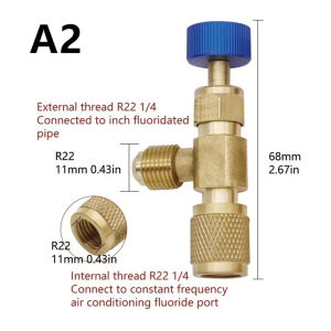 1PC Refrigeration Charging Air Conditioning Adapter For R410A R22 1/4" Liquid Safety Liquid Valve Hose R22 Copper Adapter Hand