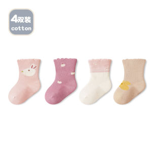 Baby Boys Mid-Calf Cotton Socks Comfortable Seamless Newborn Socks Breathable Fall Spring Seasonal Anti-Slip Cartoon Design
