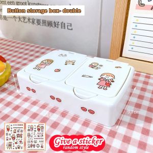 Ins Button Desktop Cute Storage Box with Lid Sundries Mini Jewlery Storage Box Organizer Kawaii Box Container Storage Small