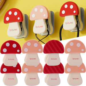 4Pcs Marble Mushroom Hook with Clip Damage-Free Strong Adhesive Hanger Multi-Use Organizer for Kitchen Bathroom Door
