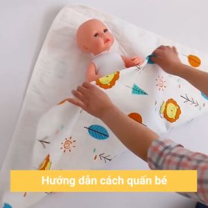 Top Kids Soft Cotton Quilted Hooded Towel for Baby 90x90cm - Multicolor Animal & Crown Patterns