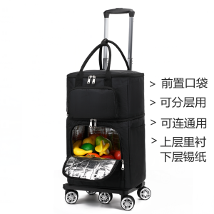 Portable Folding Shopping Cart Home Vegetable Buying Warming Insulated Camping Outdoor Use Utility Vehicle Handy Trolley