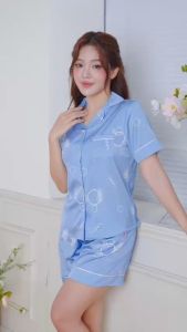 Đồ Bộ Nữ Mặc Nhà Pijama SANDBOX Thiết Kế Quần Đùi Áo Cộc Chất Lụa Latin Cao Cấp Mềm Mịn BLD25005