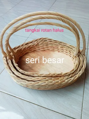 keranjang rotan ombak polos isi 3