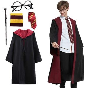 HPot Cosplay Costume Magic Robe Cloak Tie School of Witchcraft and Wizardry Cosplay Clothin Halloween Costume