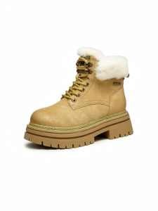 Reddragonfly | Winter New Thick-Heel Height-Increasing Warm Fur Wool British Style Short Boot Martin Boots