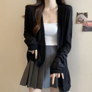 AIYITI | Summer Lightweight Ice Silk Long Sleeve Sun Protection Knit Sweater Coat Plus Size