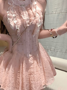 Váy Ngắn Cổ Trễ Màu Hồng Thanh Lịch Kiểu Pháp Cho Nữ Mùa Hè Thiết Kế Cao Cấp Váy Ngắn Ôm Eo Thon Gọn