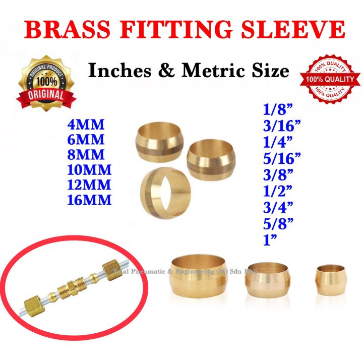 Brass Fitting Sleeve INCHES & METRIC MM Size Ferrule Brass Sleeve