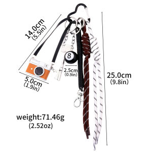 Cute Camera Key Black Eight Bag Keychain DIY Fashion Bag Charm Keychain For Women Bag Charm Cute Accessories Jewelry Gifts