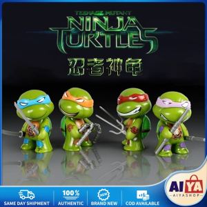 4pieces Teenage Mutant Ninja Turtles Cute Mini Doll Cartoon Toy Children Anime Doll Cake Decoration Gift