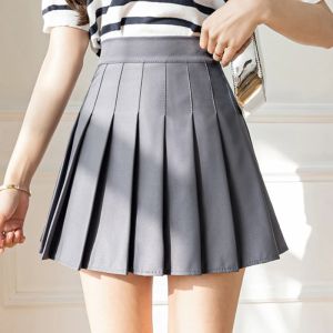 New Pleated Skirt for 2026 Womens Mini Skirts Japanese School High Waist Kawaii Cute Grey Plaid Skirt Uniform Harajuku Jupe