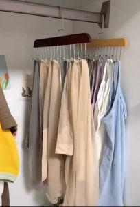 จัดส่งในกทม/ที่แขวนไม้เนื้อแข็ง ไม้แขวนเสื้อ 8ตะขอ ประหยัดพื้นที่ หมุนได้ 360 องศา ส่งจากไทย