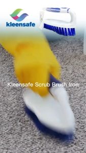 Kleensafe Scrub Brush Iron Shape Handle Deep Cleaning Nylon Brush Set with Handles Heavy Duty Grout Corner brush for cleaning with Comfort Grip for Bathroom Floor Tub Carpet Shower Tile and Kitchen