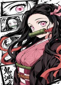 Bandai | Anime Nezuko Kamado Demon Slayer Paint by Numbers Oil Painting Modern Wall Art for Living Room Home Decor Unframed