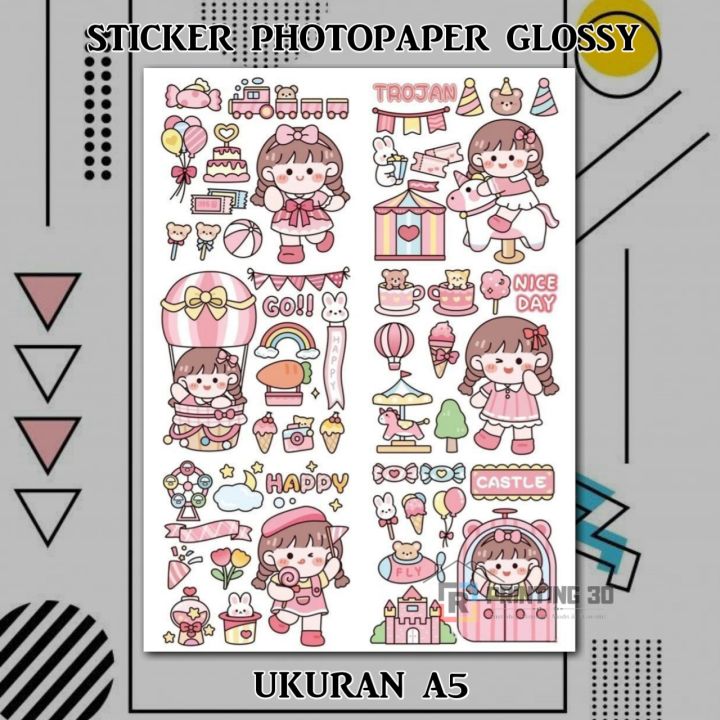 (ISI 100 STICKER) Sticker Momo aesthetic lucu murah berwarna proses cepat 1 hari jadi bahan Photopaper Glossy mengkilap anti air COD