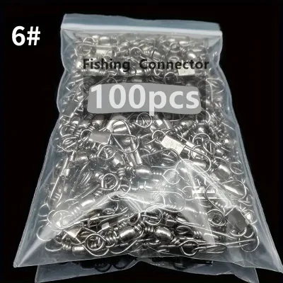 JSFUN 5 Size 100pcs/Pack Swivels Fishing Connector Pin Bearing Rolling Swivel Snap Fastlock Clips Fishhook Fishing Tackle