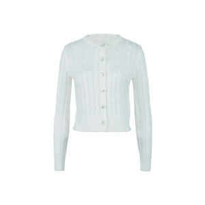 audwyn | Circular Knit Wool Sweater Open-front Slim Fit