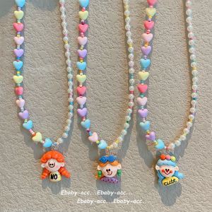 Adorable Pearl Sunflower Necklace for Babies Sweet Princess Pendant Chain Accessory Korean Style Childrens Jewelry