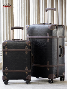 Retro Travel Suitcase Large Capacity Leather Bag with Pull Rod for Men And Women 20 Inch Check-In Baggage Password Lock