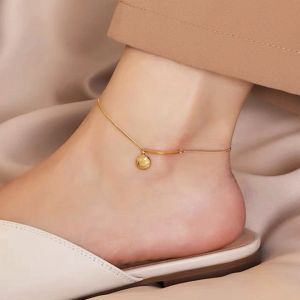 OYJR Gelang Kaki Titanium Anklet for Woman Smile Pendant Gold Chain Korea style Jewelry 脚链